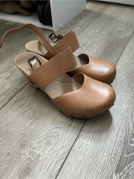 Dansko Shoes - Dansko Tan Leather Mary Jane Clog Heels
